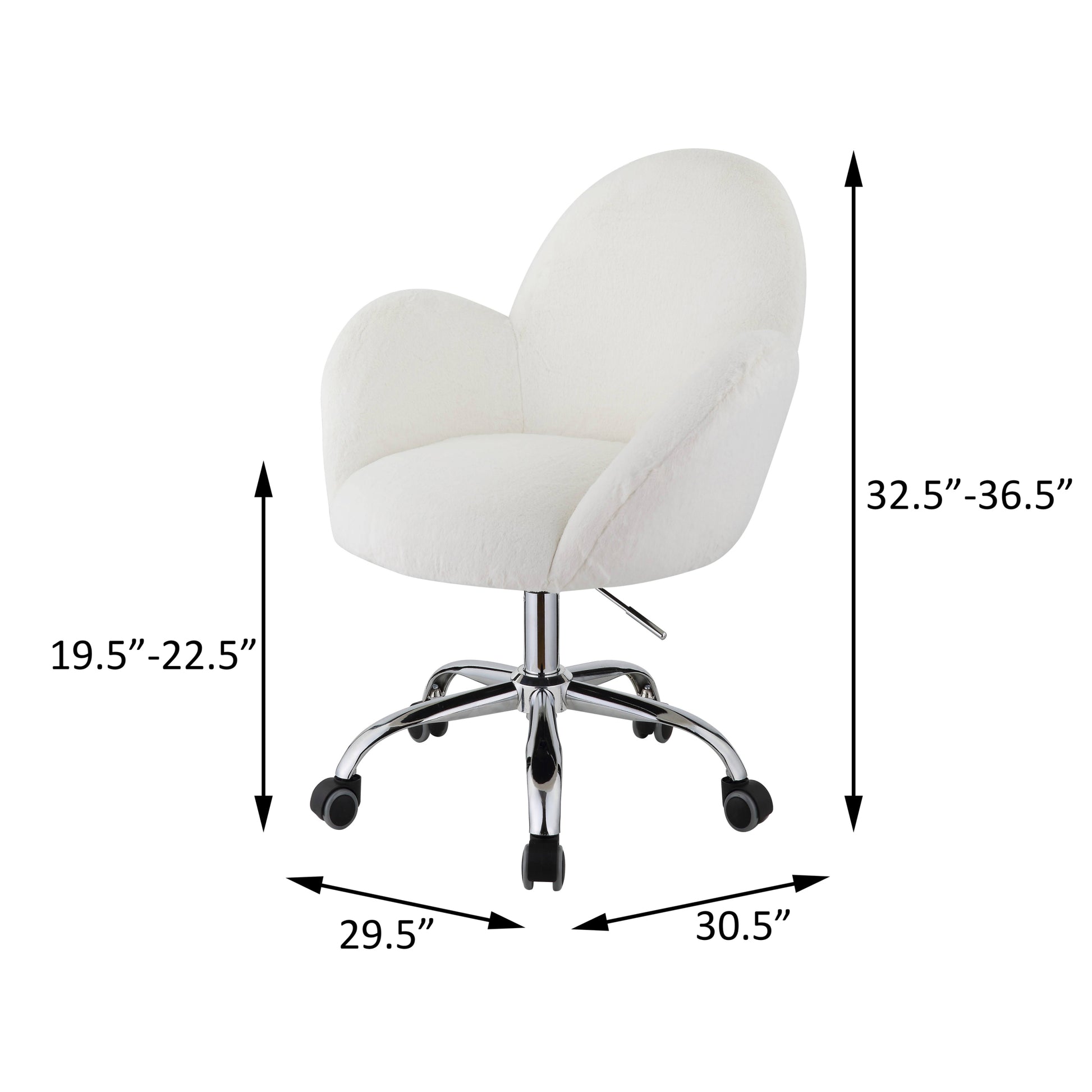 White And Chrome Adjustable Barrel Office Chair -