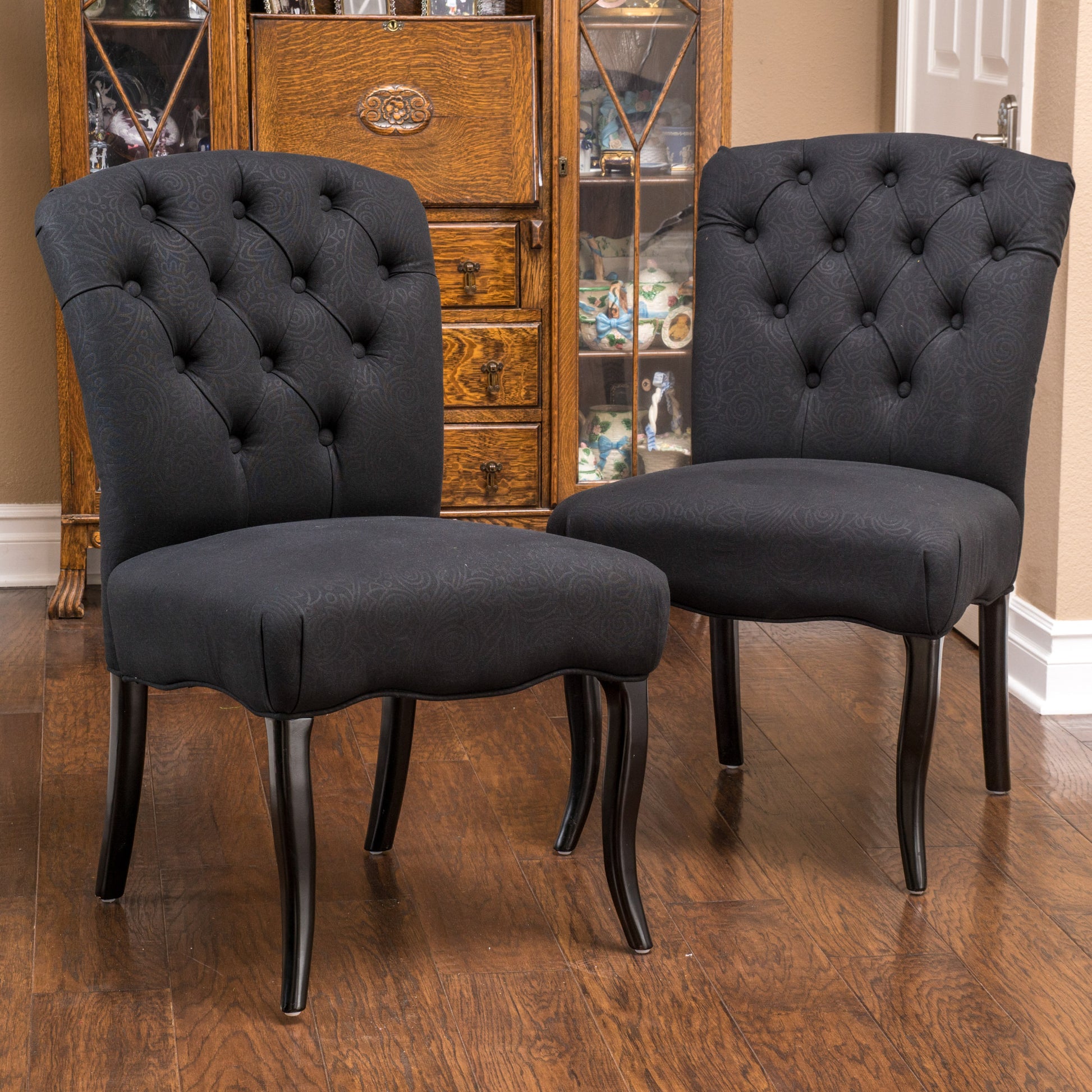 Hayden Kd Dining Chair - Black Wood Fabric