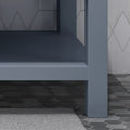 61'' Bathroom Vanity with Marble Top & Double Ceramic gray-plywood