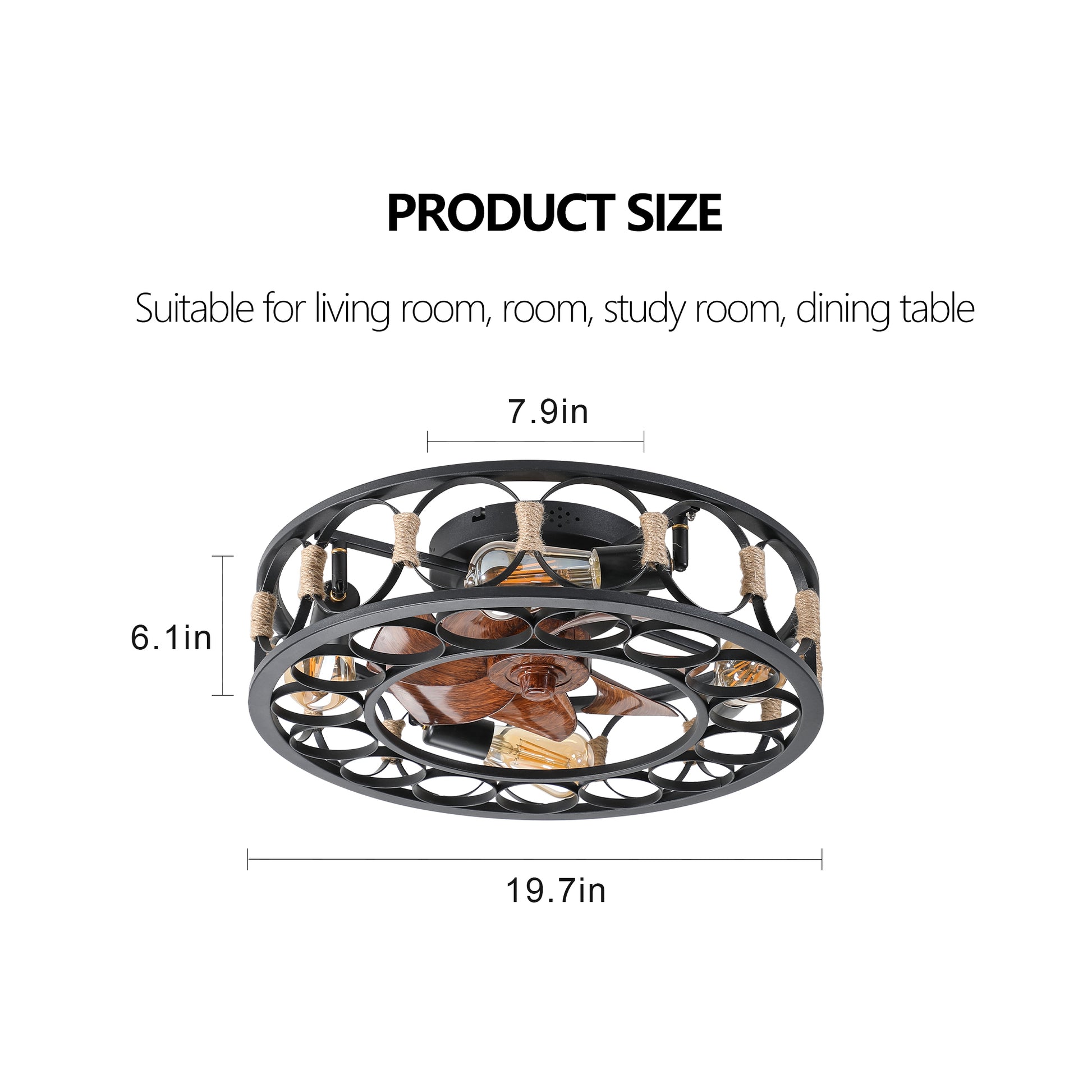 Caged Ceiling Fan With Lights Remote Control, Low