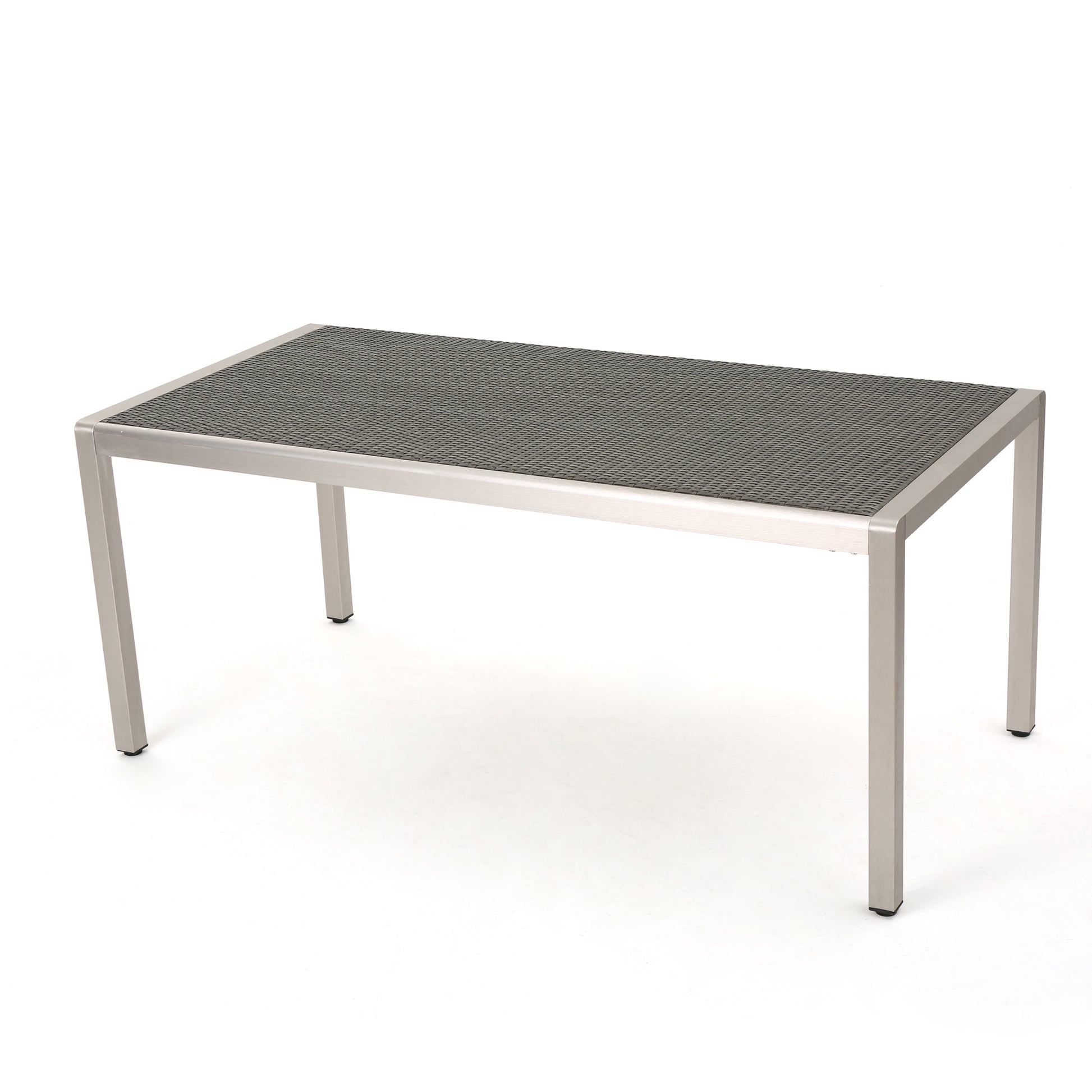 Outdoor Aluminum Dining Table with Wicker Top,