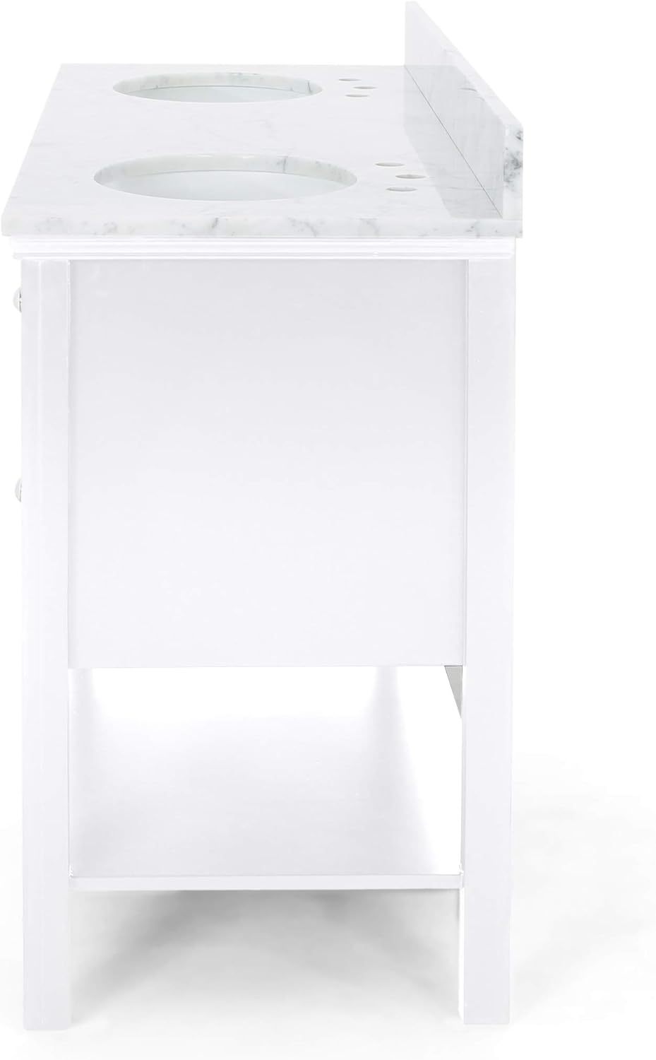 61'' Bathroom Vanity with Marble Top & Double Ceramic white-plywood