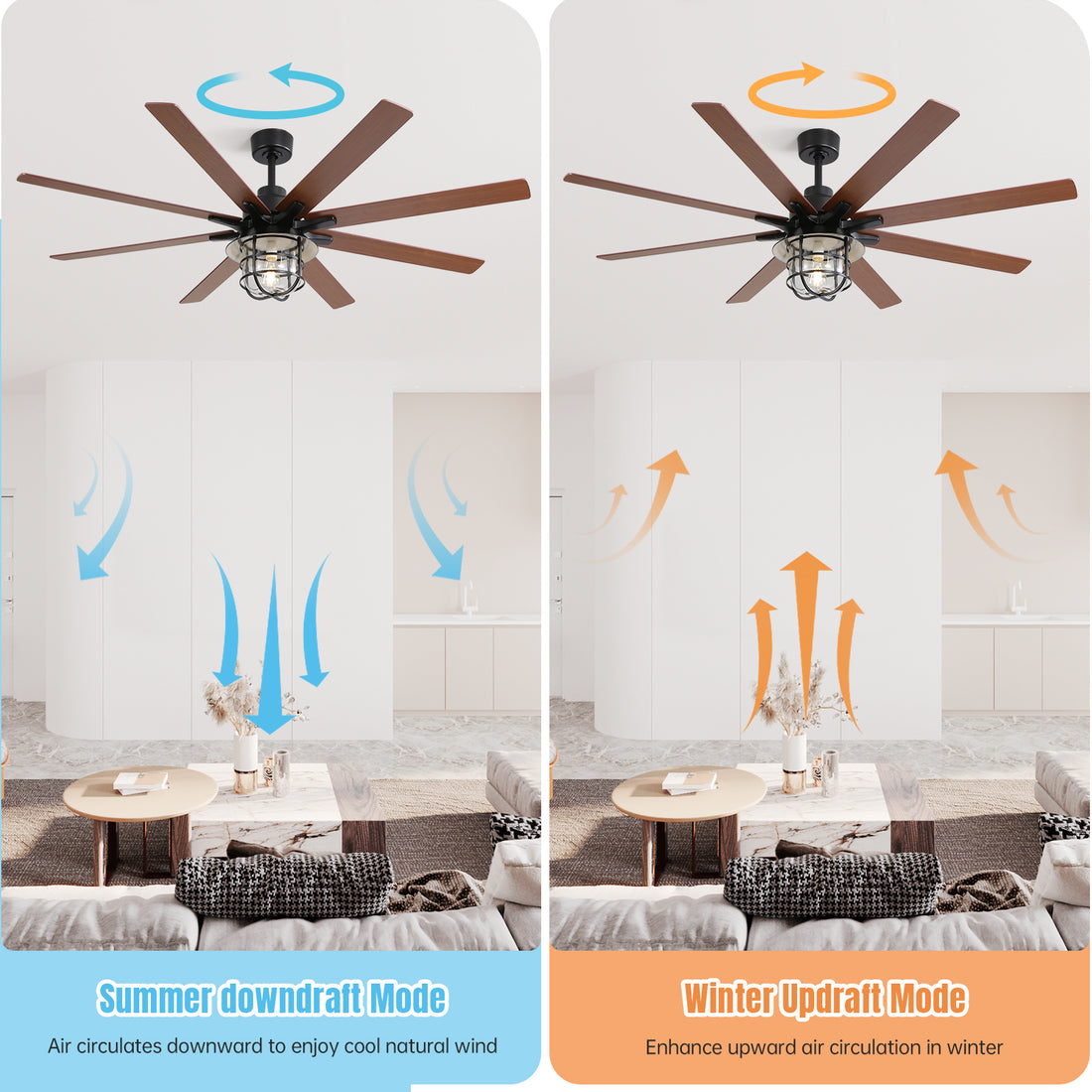 Modern 66 Inch Ceiling Fan With 6 Speed Wind 8