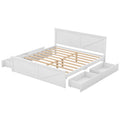 King Size Wooden Platform Bed With Four Storage -