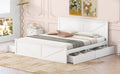 King Size Wooden Platform Bed With Four Storage -