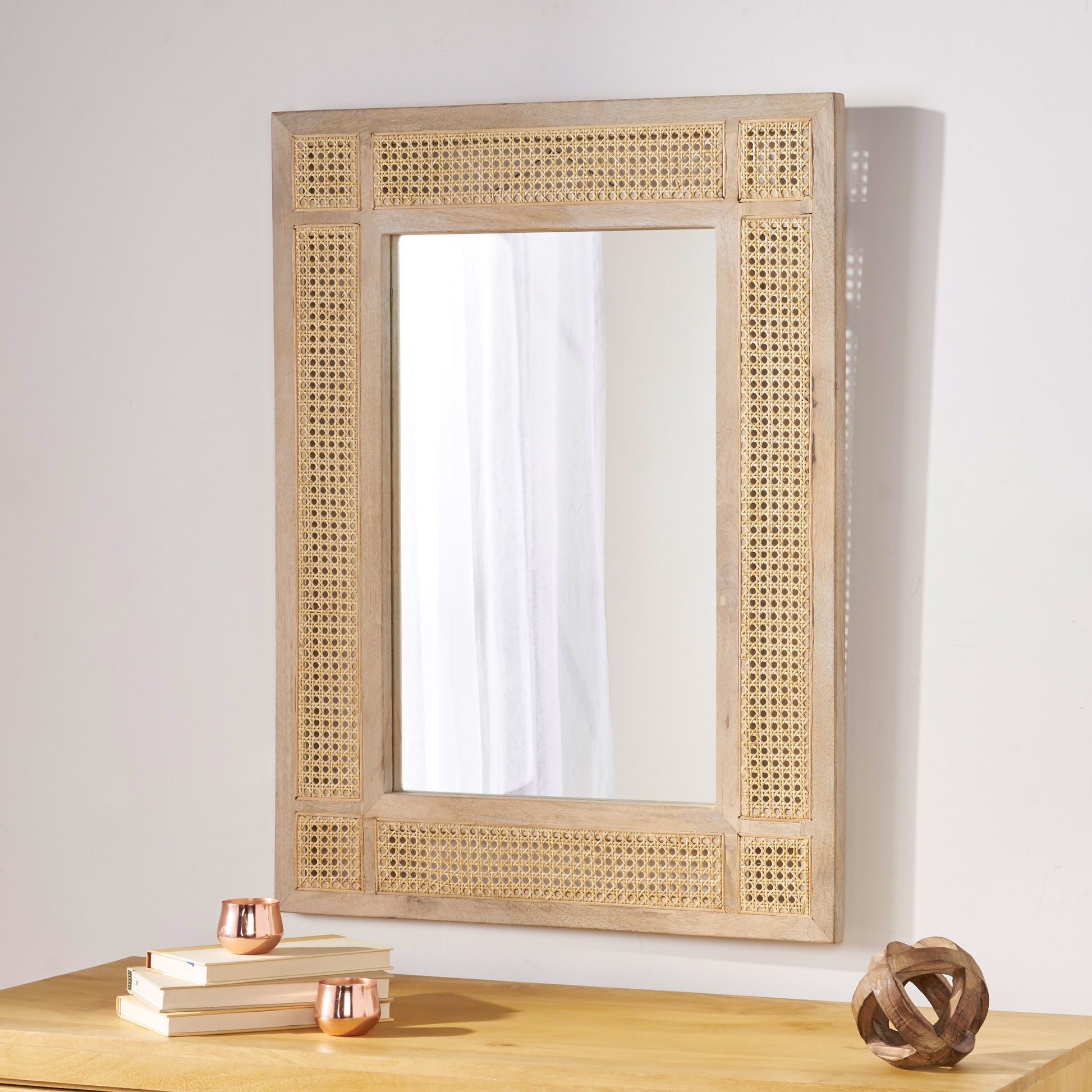 Mango Wood Mdf Cane Fitted Mirror