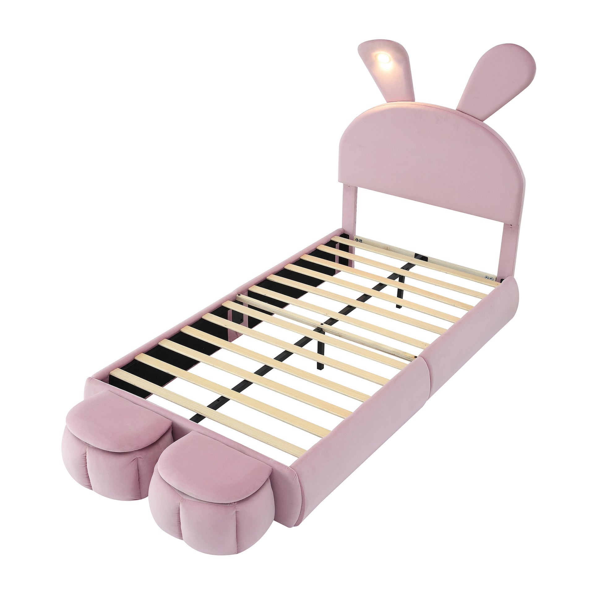 Twin Size Upholstered Platform Bed With Cartoon