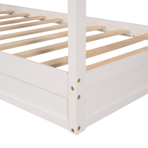 Wood House Bed Twin Size, 2 Twin Solid Bed L