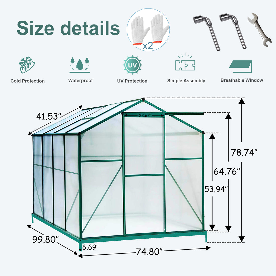 Polycarbonate Greenhouse,6'X 8' Heavy Duty Walk