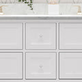 61'' Bathroom Vanity with Marble Top & Double Ceramic white-plywood