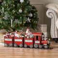 Dark Red Metal Train with Three Cars Decor