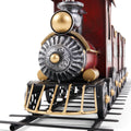 Dark Red Metal Train with Three Cars Decor