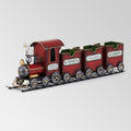 Dark Red Metal Train with Three Cars Decor