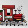 Dark Red Metal Train with Three Cars Decor