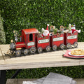 Dark Red Metal Train with Three Cars Decor