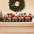 Dark Red Metal Train with Three Cars Decor