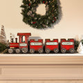 Dark Red Metal Train with Three Cars Decor