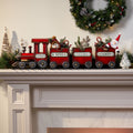 Dark Red Metal Train with Three Cars Decor