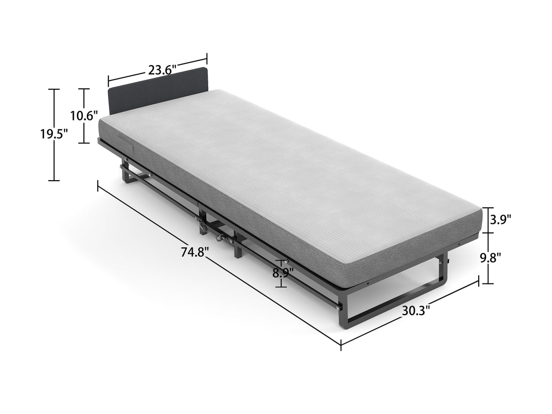 Metal Folding Bed Frame With Foam Mattress Of