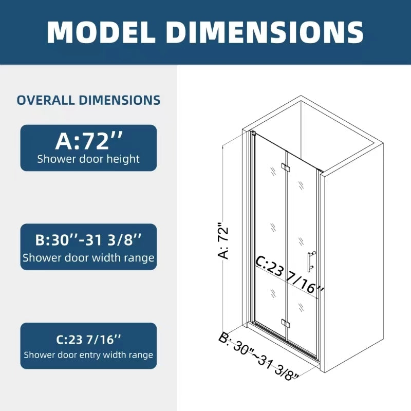 1 3 8" Adjustment,Universal Pivot Shower Door,