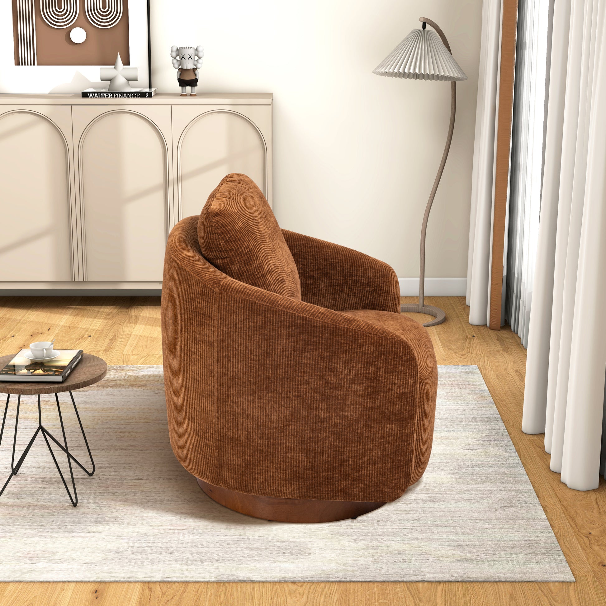 30.3"W Swivel Accent Barrel Chair And Comfy Round