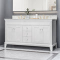 60'' Bathroom Vanity Cabinet Only, 4 Doors, 3 Drawers white-plywood