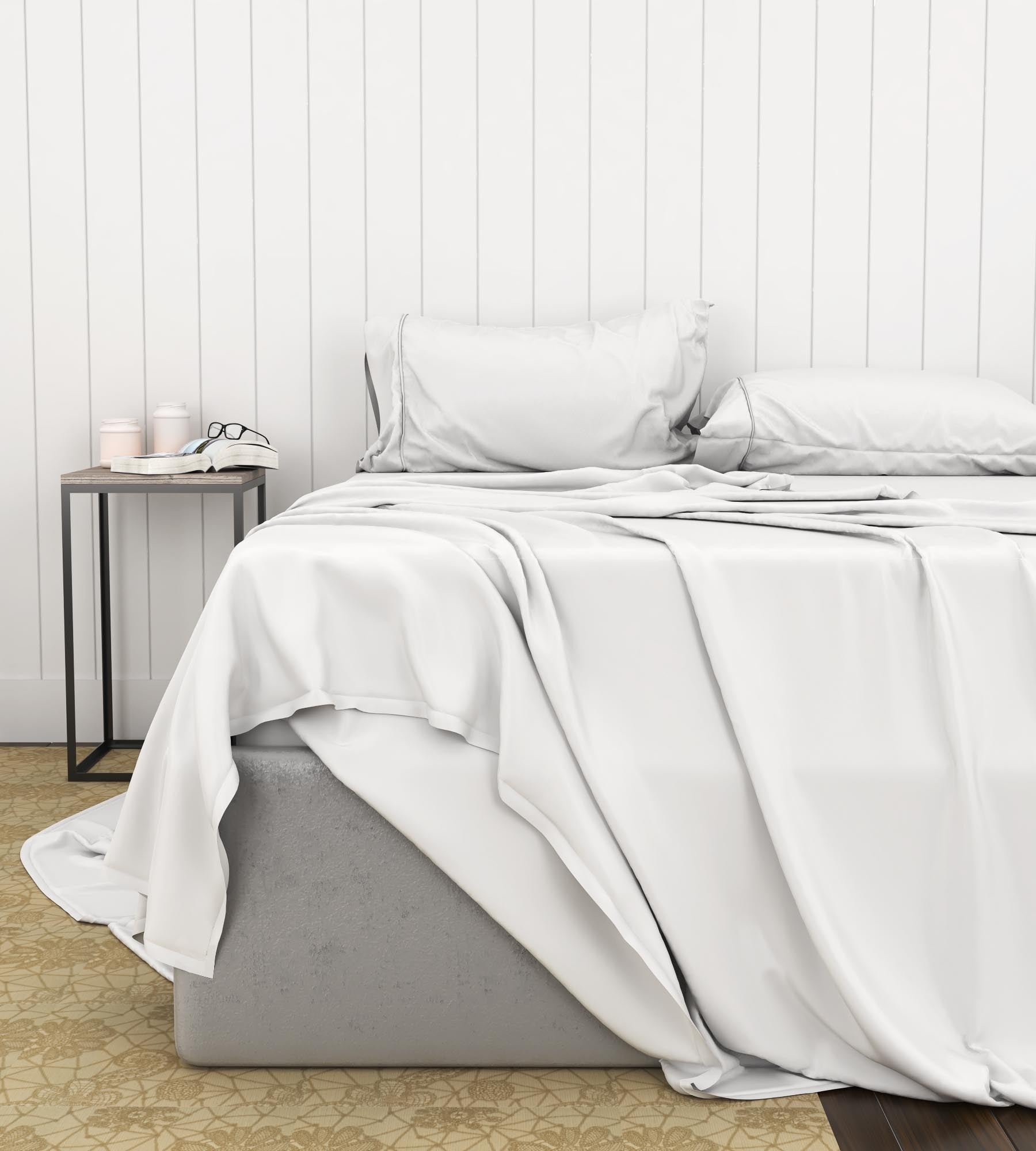 Cal King Split Bamboo Cotton Sheets - White