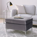 Grey Rectangle Ottoman - Grey Velvet Wood Primary