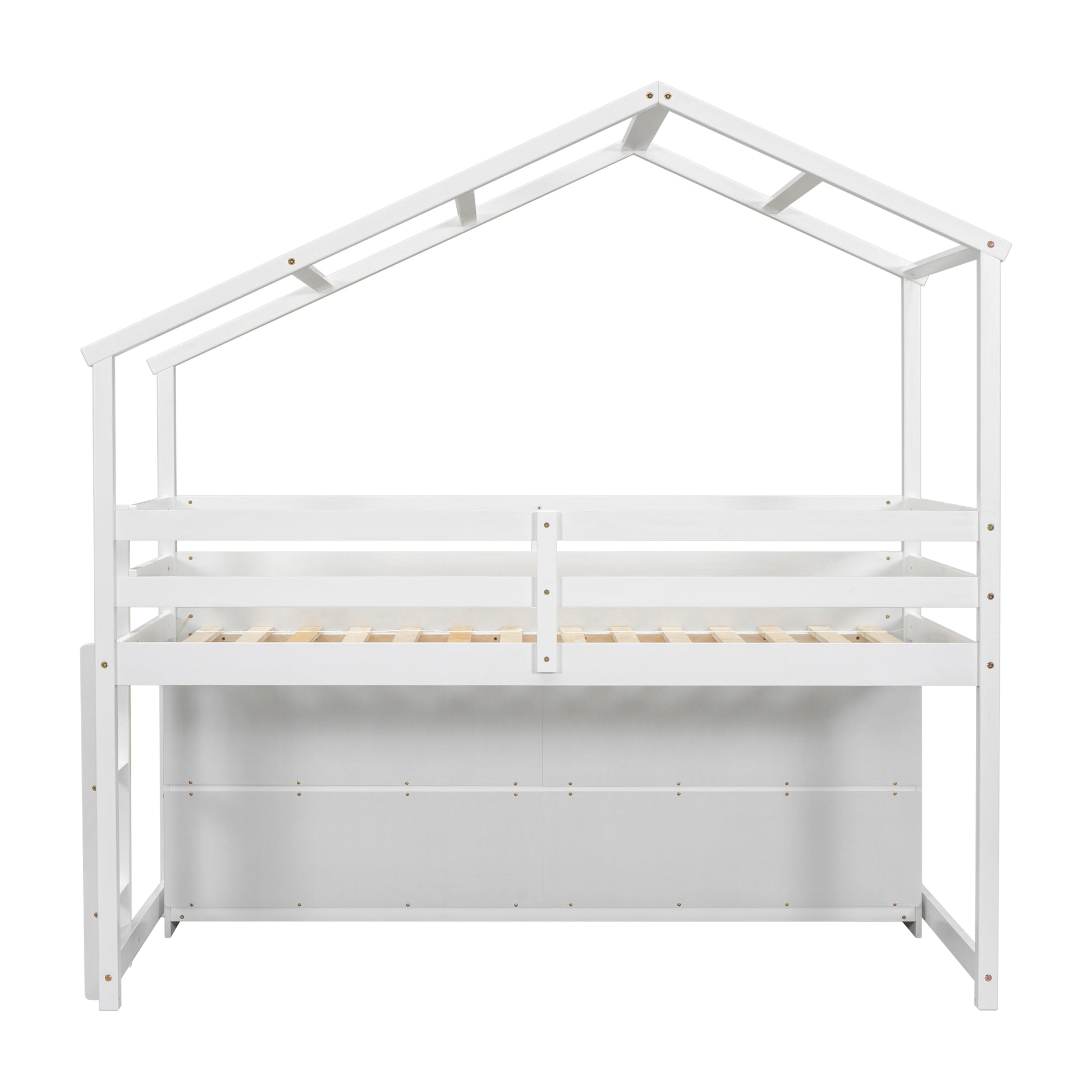 Twin House Loft Bed With Roof Frame, Under Bed -