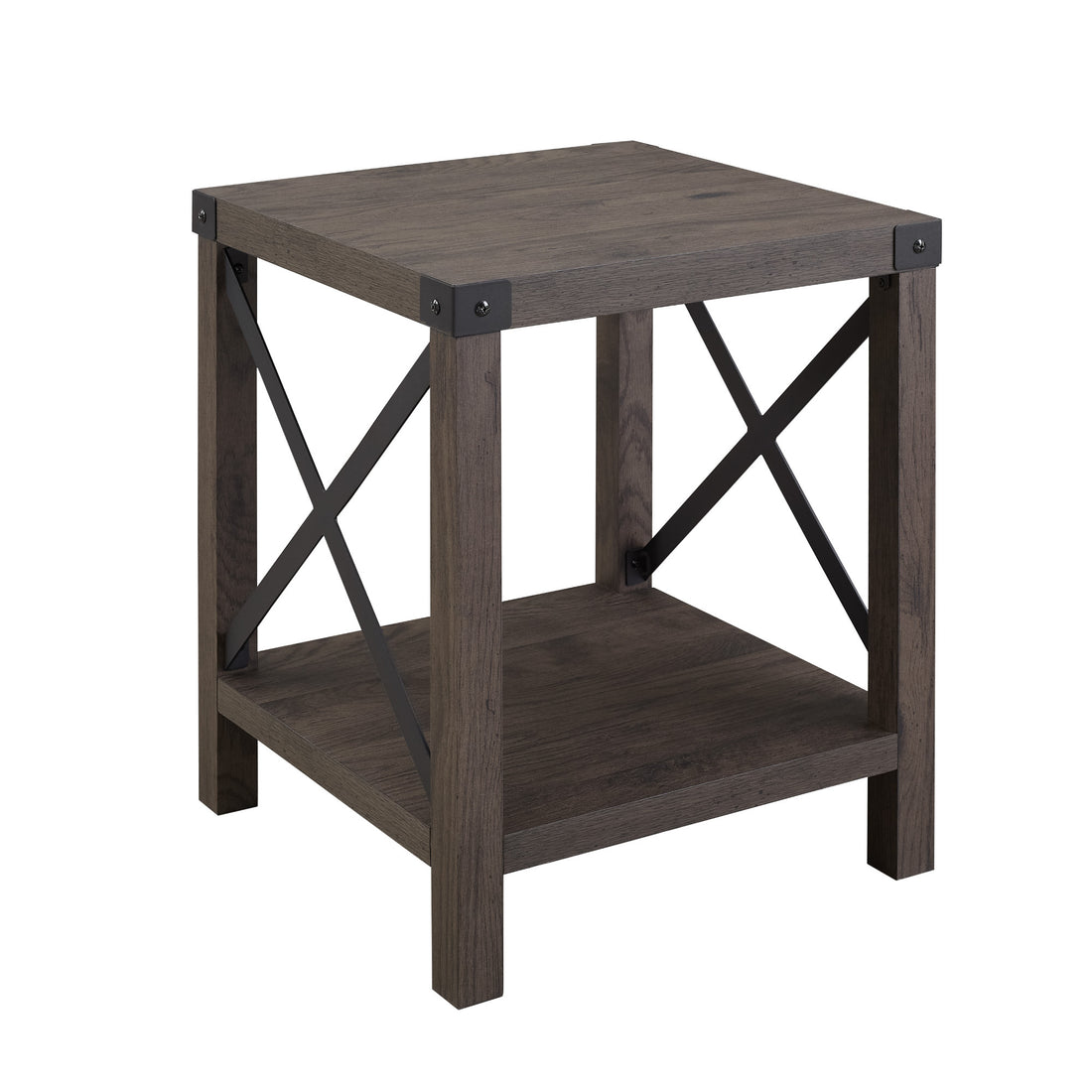 Farmhouse Metal X Accent Table With Lower Shelf