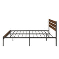 Queen Size Bed Frame With Wood Headboard, Metal