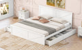 King Size Wooden Platform Bed With Four Storage -