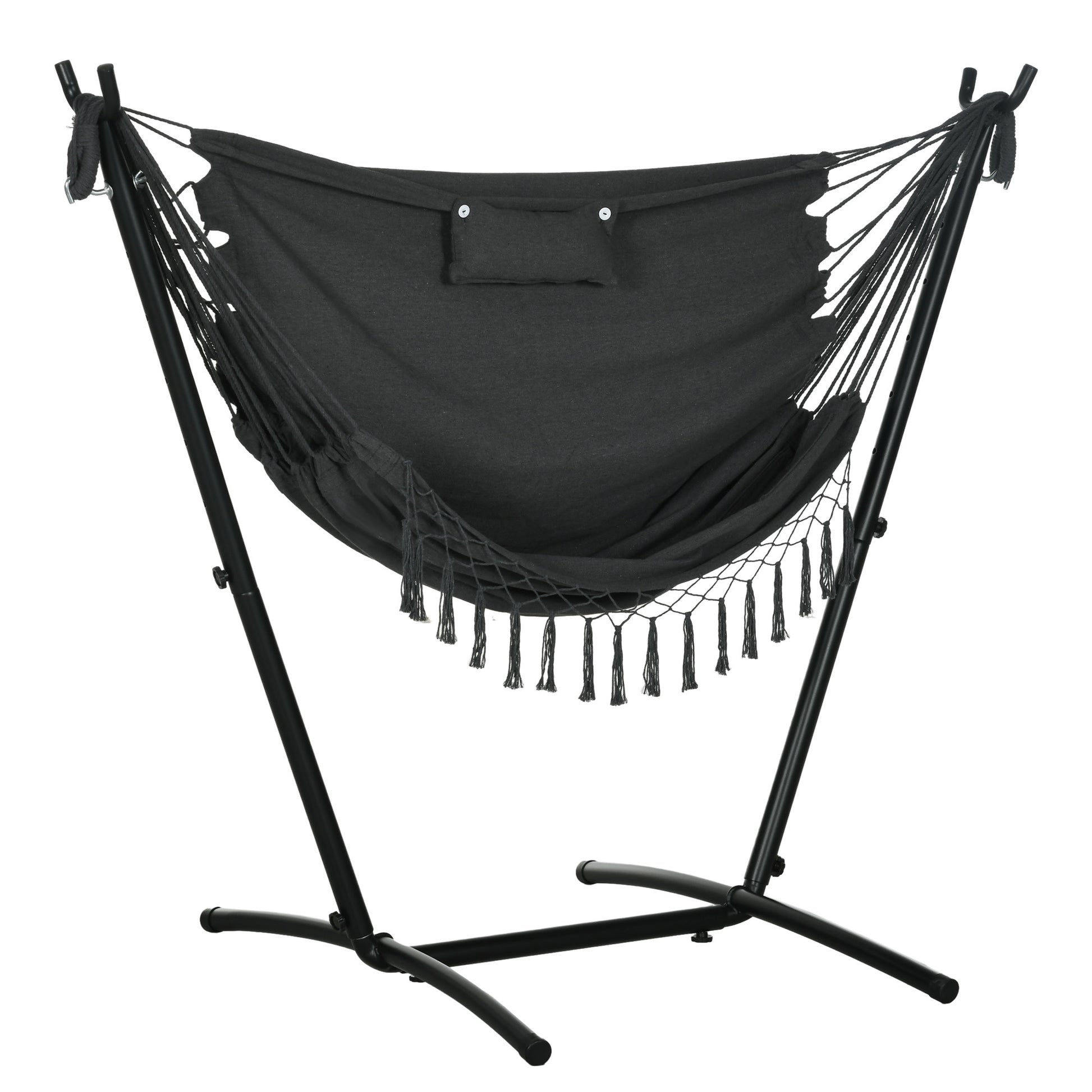 Outsunny Patio Hammock Chair with Stand, Outdoor gray-steel