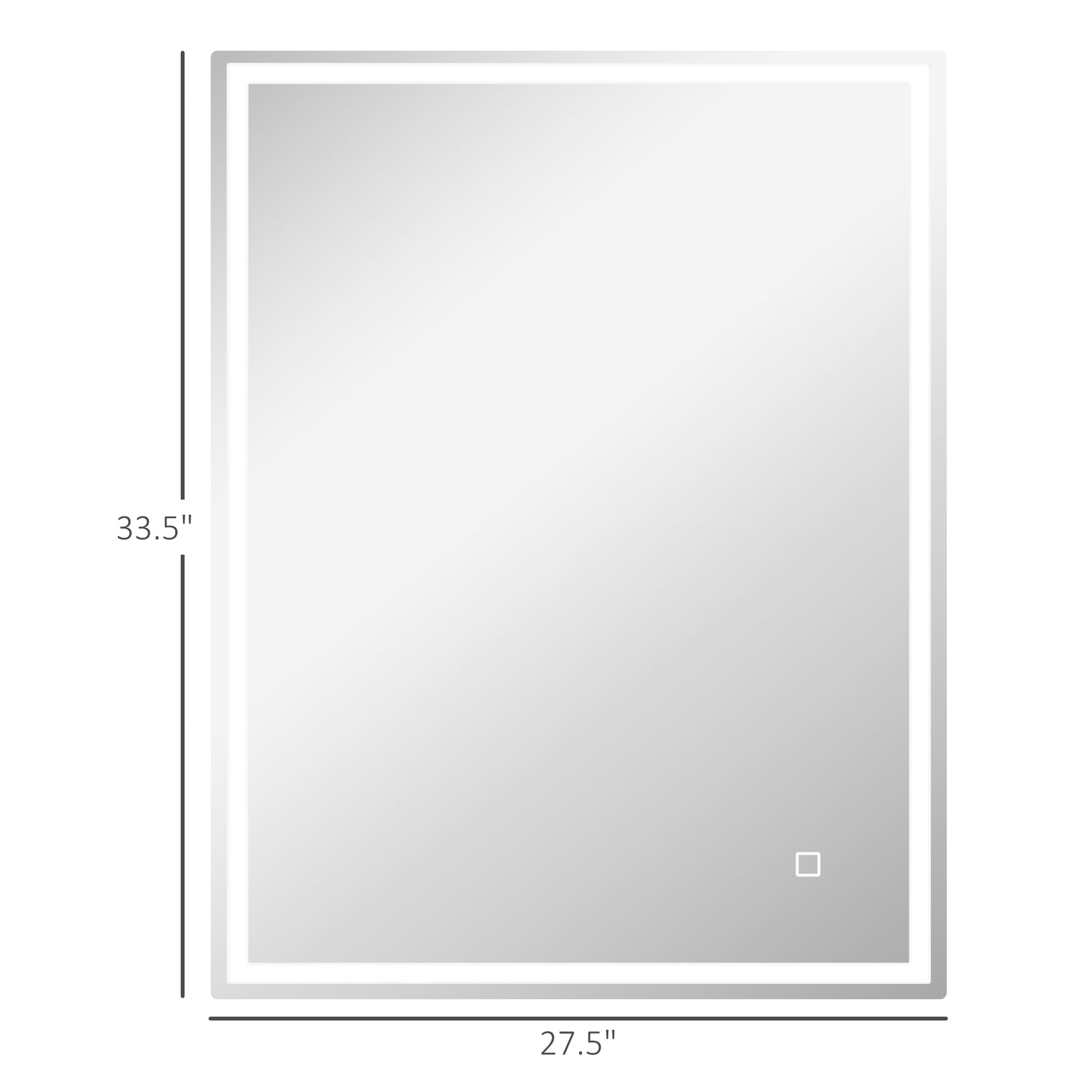 HOMCOM 36" x 28" Dimmable Bathroom Mirror with Lights silver-tempered glass