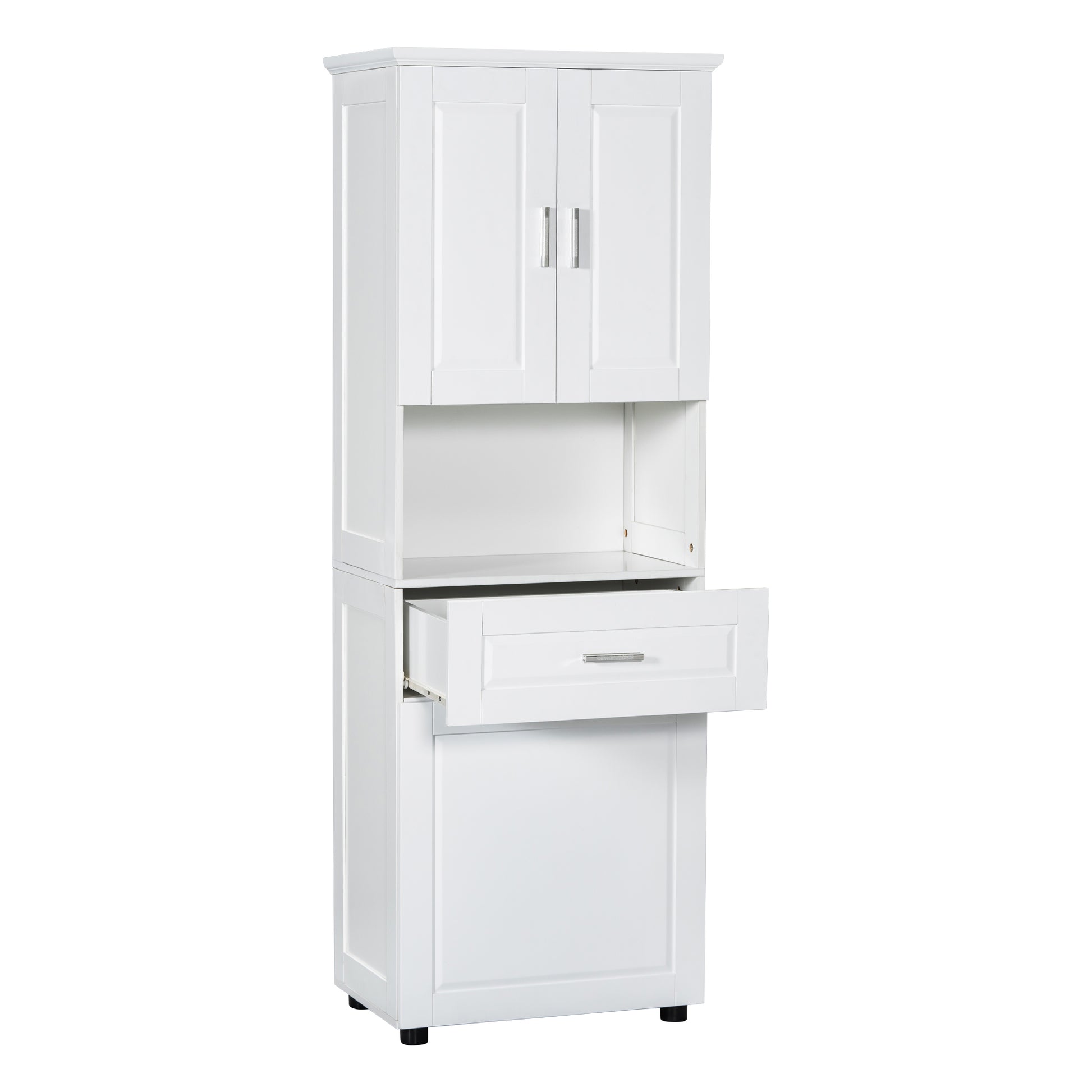 Tall Bathroom Cabinet With Laundry Basket, Large