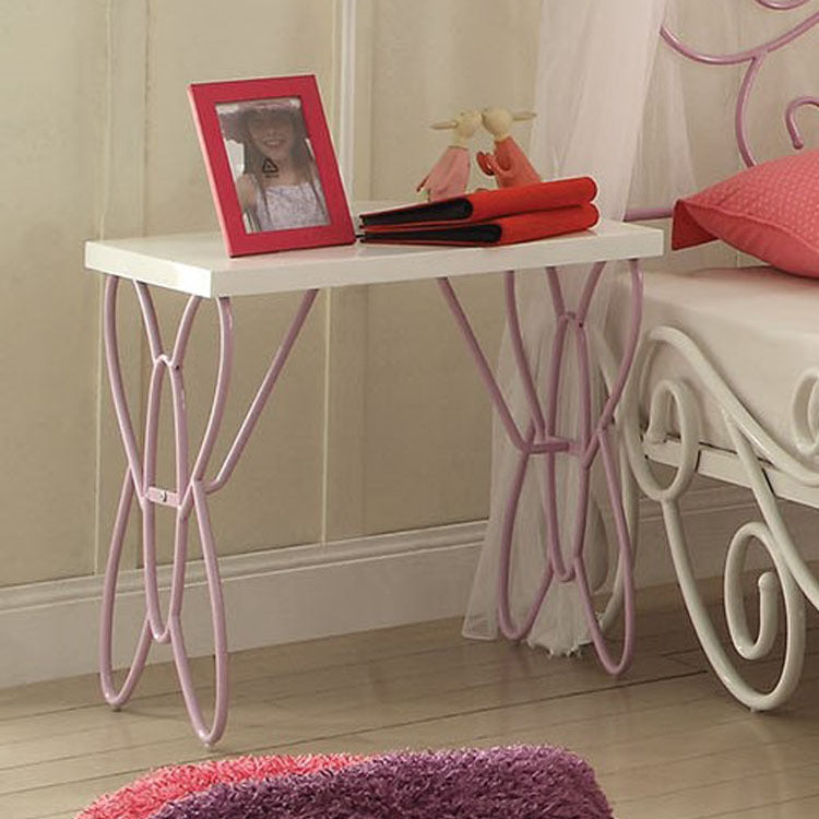 White And Light Purple Nightstand - White Bedroom