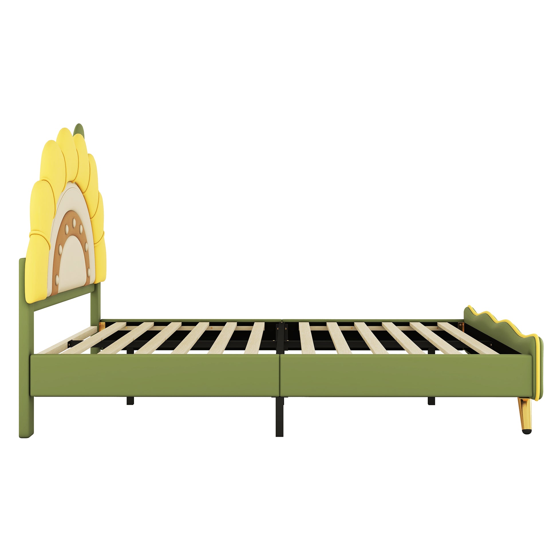 Full Size Upholstered Platform Bed With Sunflower