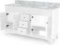 61'' Bathroom Vanity with Marble Top & Double Ceramic white-plywood