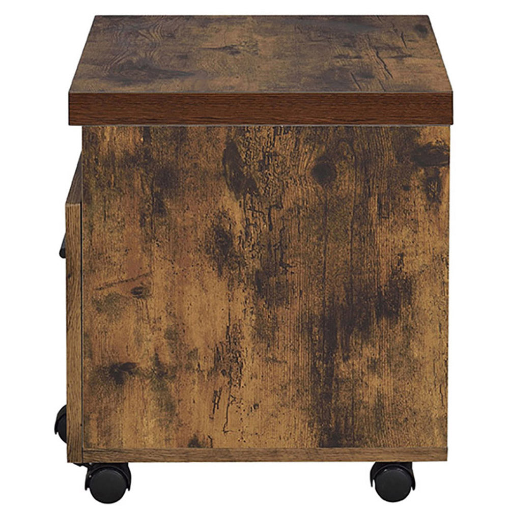 Weathered Oak And Black 1 Drawer File Cabinet -