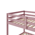 Twin Over Twin Floor Bunk Bed,Pink - Twin Pink