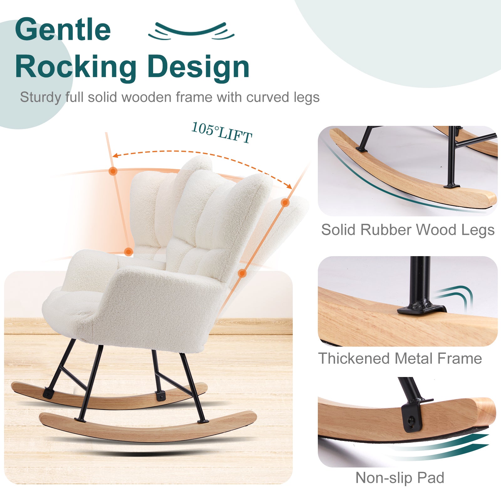 Rocking Chairs, 26" D X 37" W X 39" H, Beige -