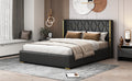 Queen Size Upholstered Platform Bed With Metal