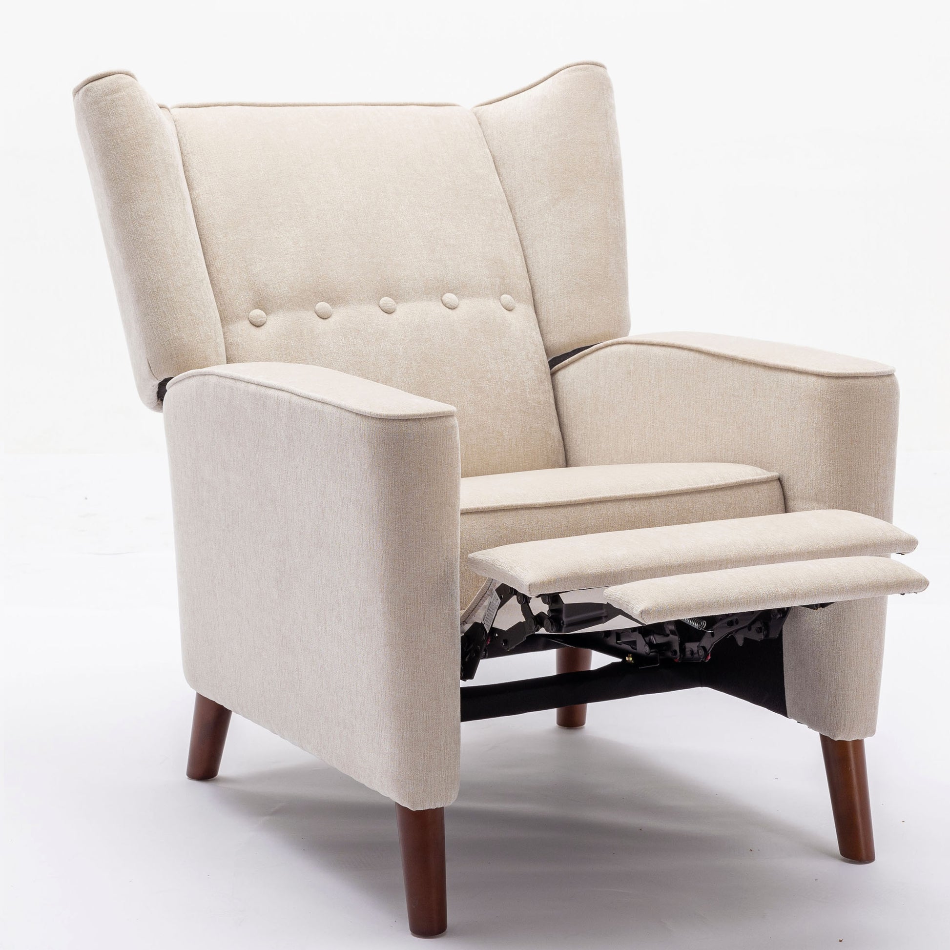 Mid Century Chenille Wingback Recliner Chair,
