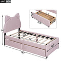 Twin Size Upholstered Platform Bed with Cartoon Ears box spring not