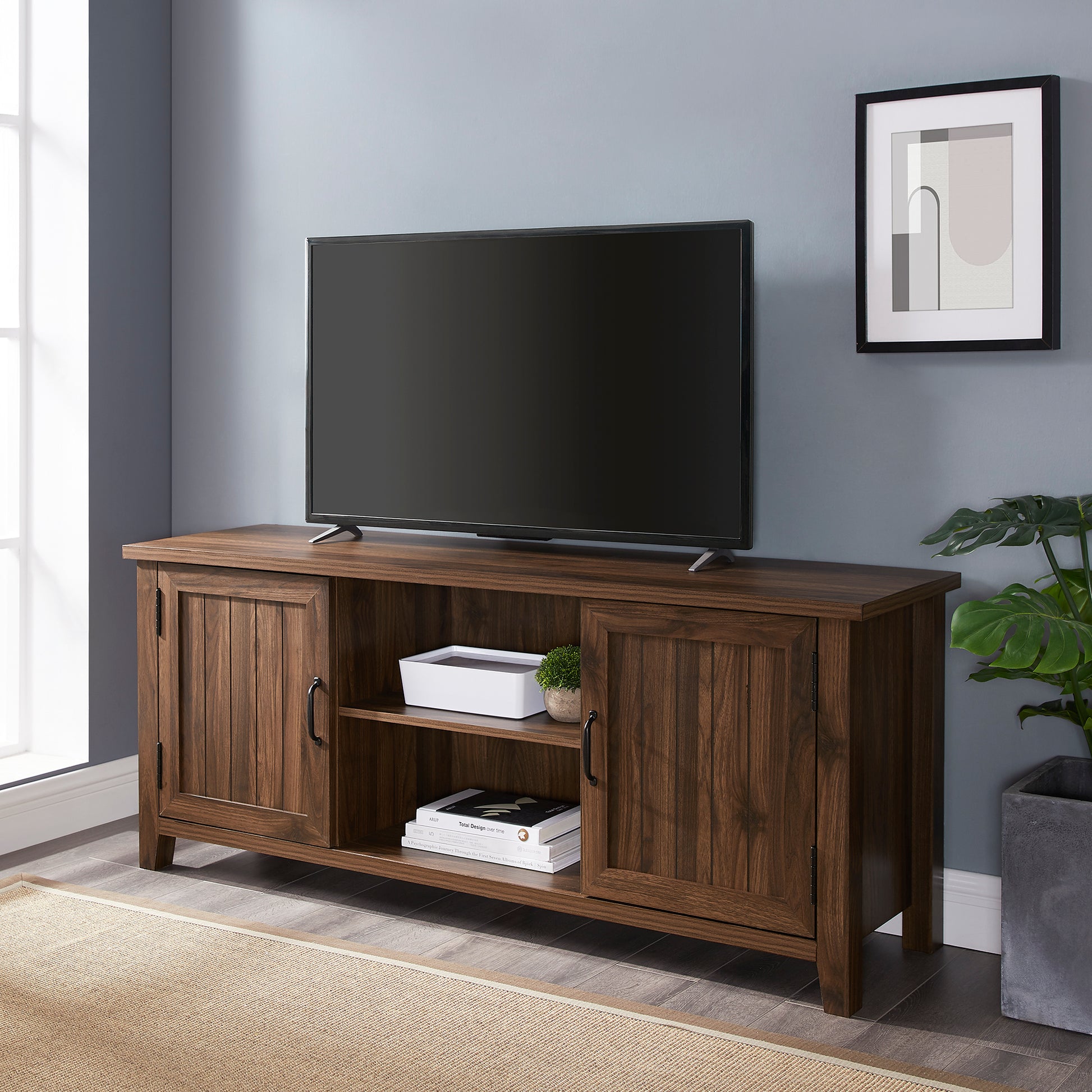 Classic Grooved Door Tv Stand For Tvs Up To 65"