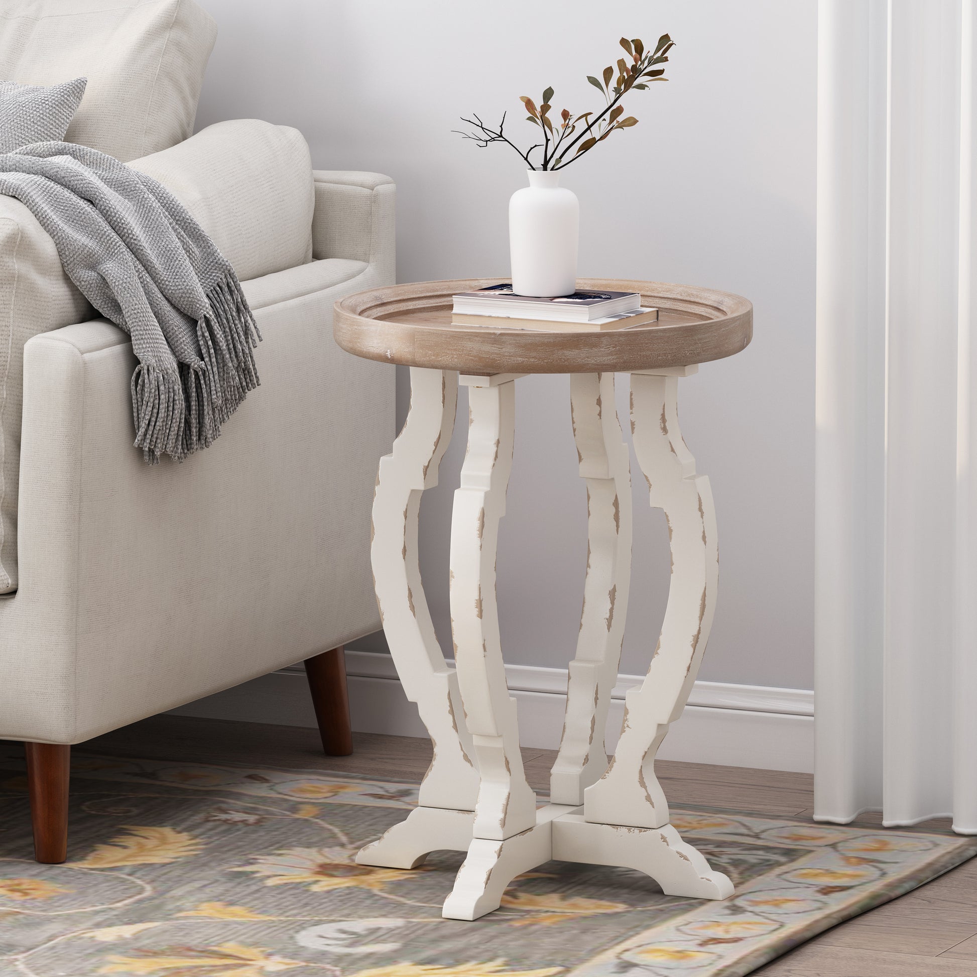 ACCENT TABLE natural+white-mdf