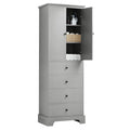 Storage Cabinet with 2 Doors and 4 Drawers for grey-mdf