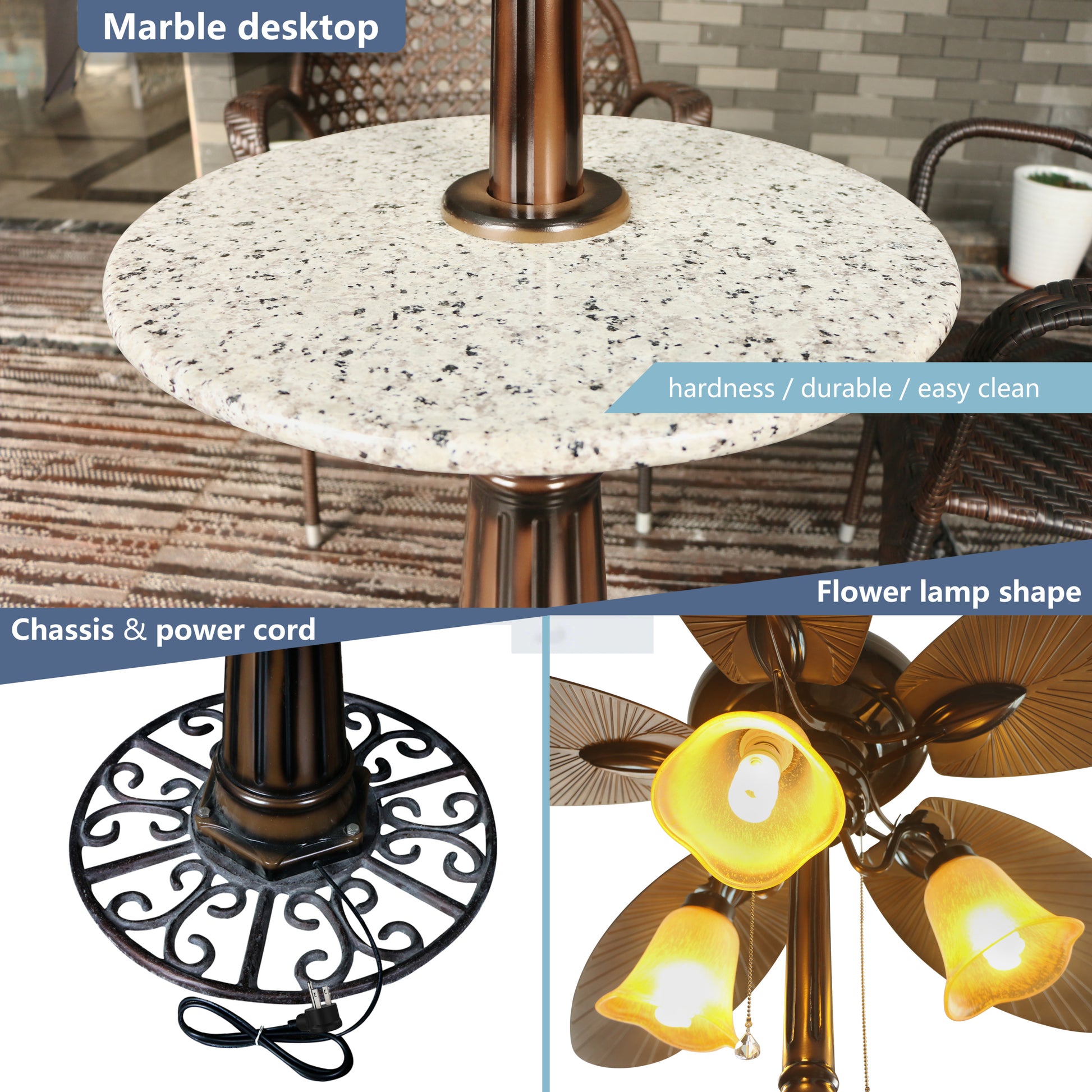 52 In Light Ceiling Fan Lighting With Table,