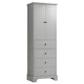 Storage Cabinet with 2 Doors and 4 Drawers for grey-mdf