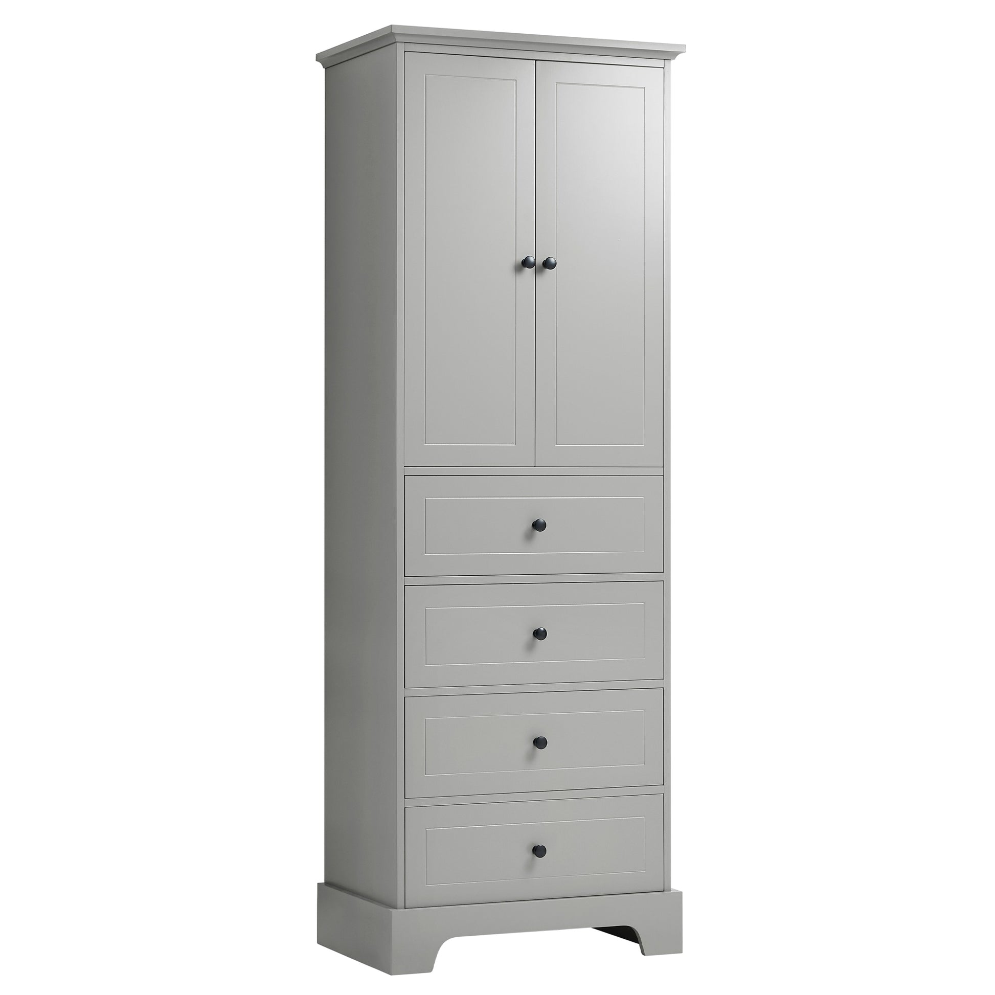 Storage Cabinet with 2 Doors and 4 Drawers for grey-mdf